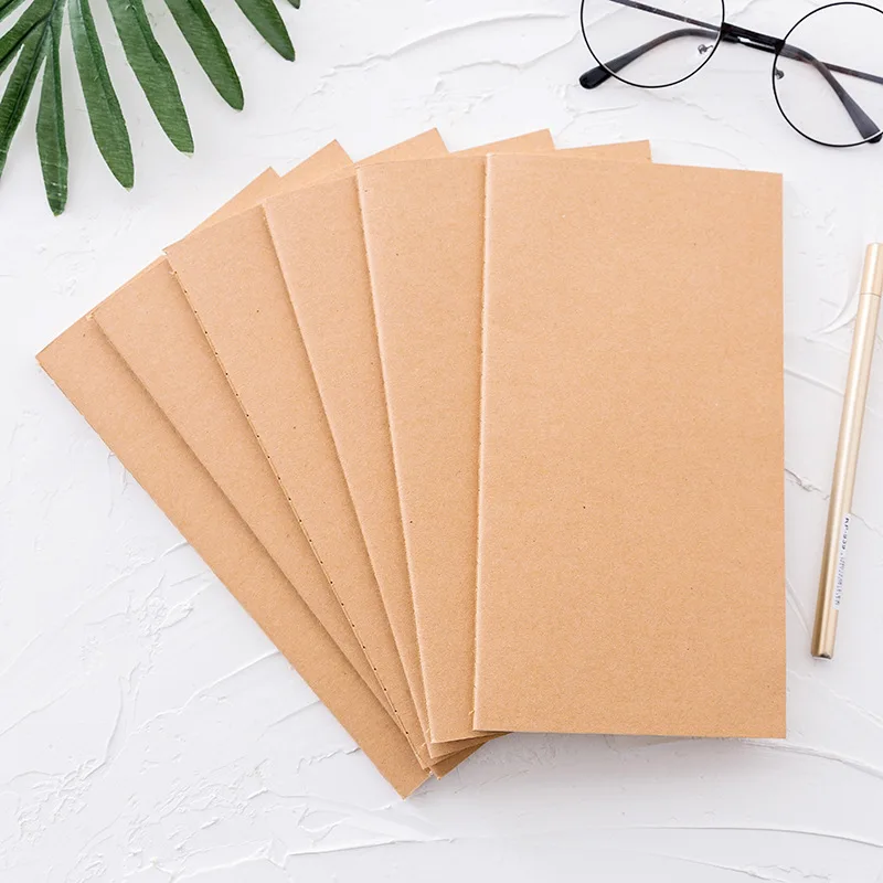 

Standard/Pocket Kraft Paper Notebook Blank Dot Grid Notepad Diary Journal Traveler's Refill Planner Organizer Filler Paper