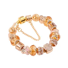 Dodocharms Высокое качество Европейский стиль розовое золото Кристалл серебро бусины браслеты с подвесками для женщин бусы своими руками, ювелирные изделия
