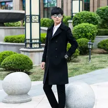Men’s clothing plus size long design slim woolen coat men double-breasted wool coat mens overcoat outerwear black 2017autumn