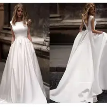 Свадебные платья с карманами Vestido De Novia атласные белые свадебные платья без рукавов Длина до пола свадебное платье Vestido De Noiva