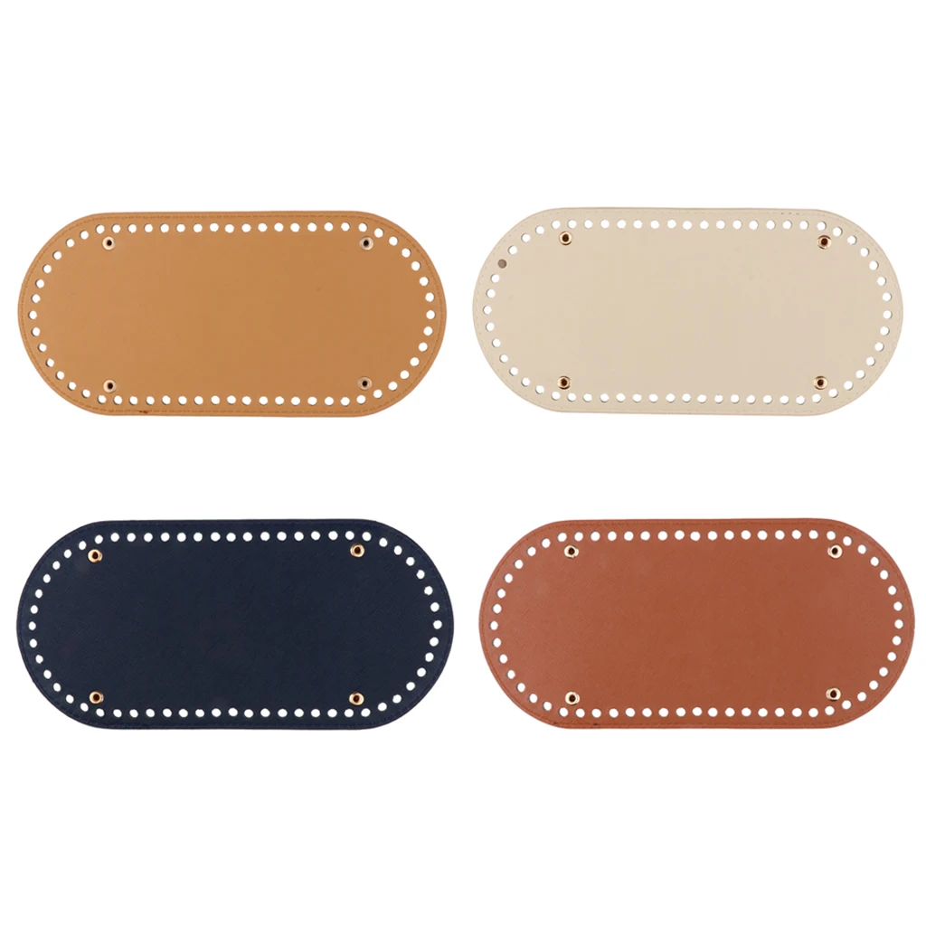 4Pcs 60 Holes PU Leather Bag Pad Shaper Tote Bottom Insert for Hand-woven Bag Accessories Replacement