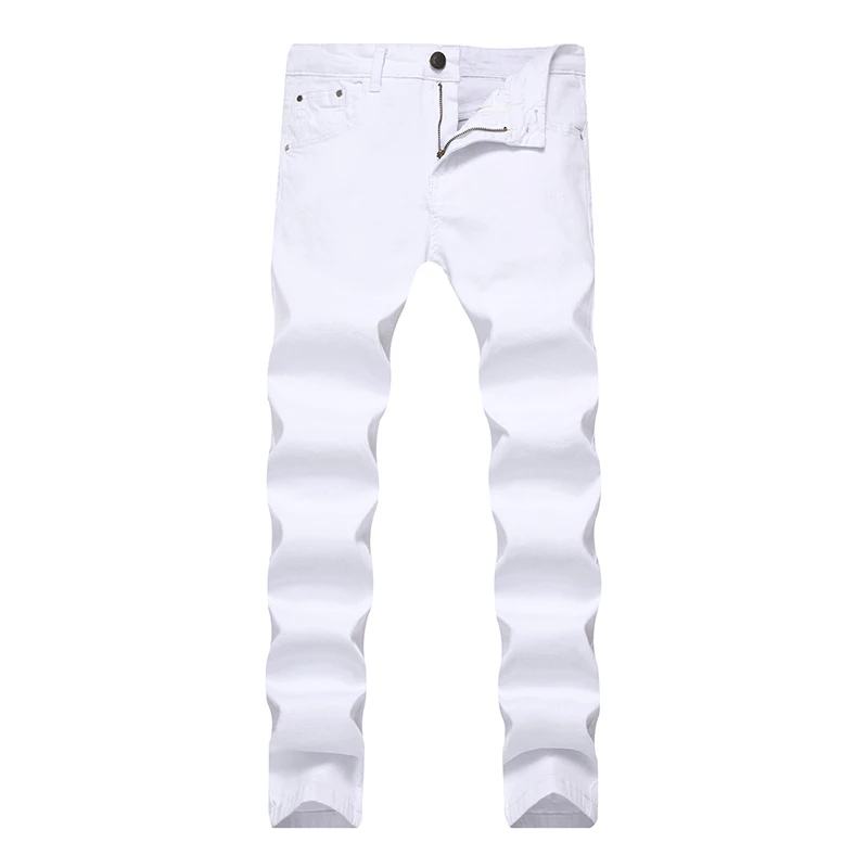 Silentsea джинсы Мужские Молодежные трендовые тонкие Стрейчевые вымытые серые брюки Премиум эластичные хлопковые модные джинсы размера плюс 28-42 - Цвет: White
