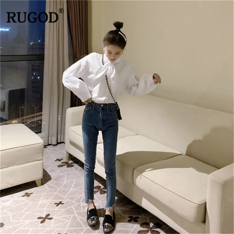 Office Spring New Long Tied Elegant Women White Ladies 2019 Female Chic Blouses Sleeves Rugod Lantern Wearing Shirts Modis Tops fEYqPwn5