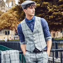 Brand Men Clothing 2016Autumn Winter Colors Plaid patchwork men slim fit suit vest waistcoat mens classic formal wedding gilet