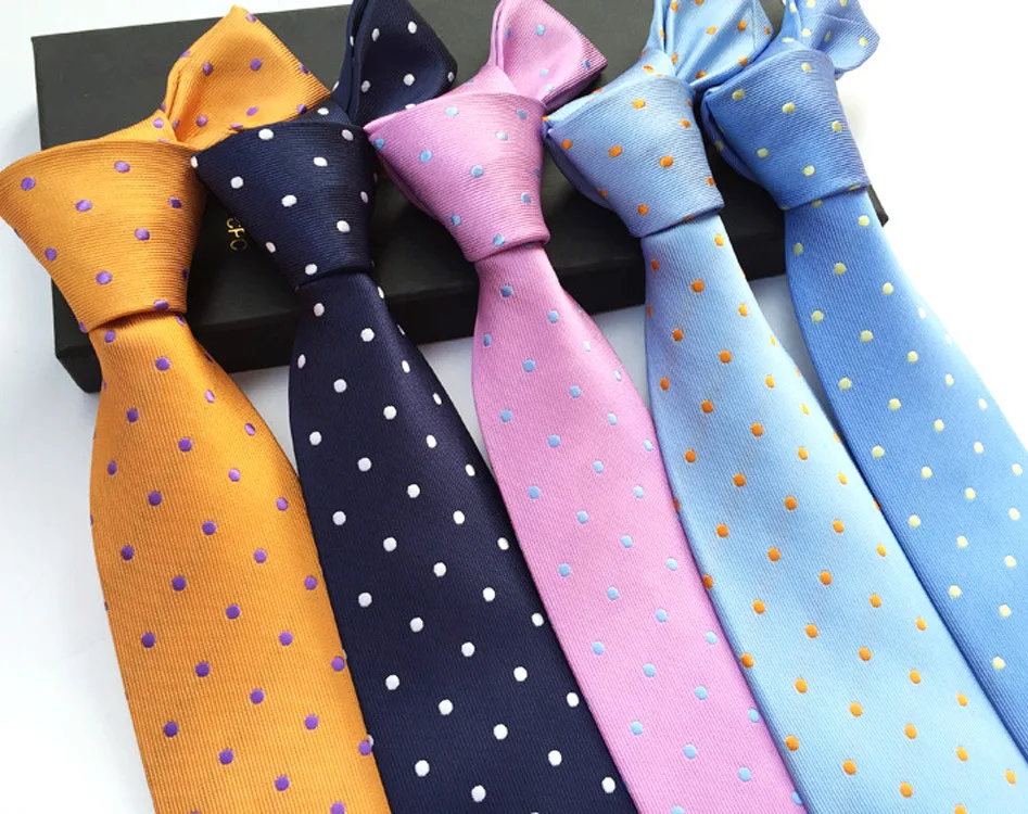 Kihatwin Mens Classic Polka Dot Pattern Ties Handmade Business Wedding Party Self Neckties
