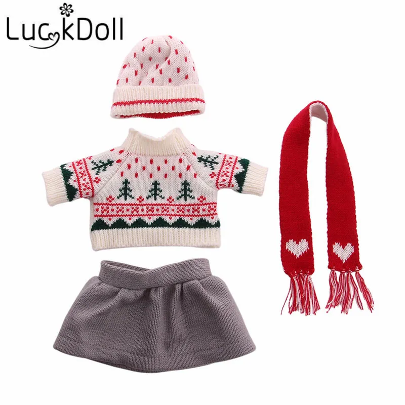 Luckdoll Рождественская Кукла трикотаж+ трусики+ обувь подходит 18 дюймов американские кукольные аксессуары лучший подарок