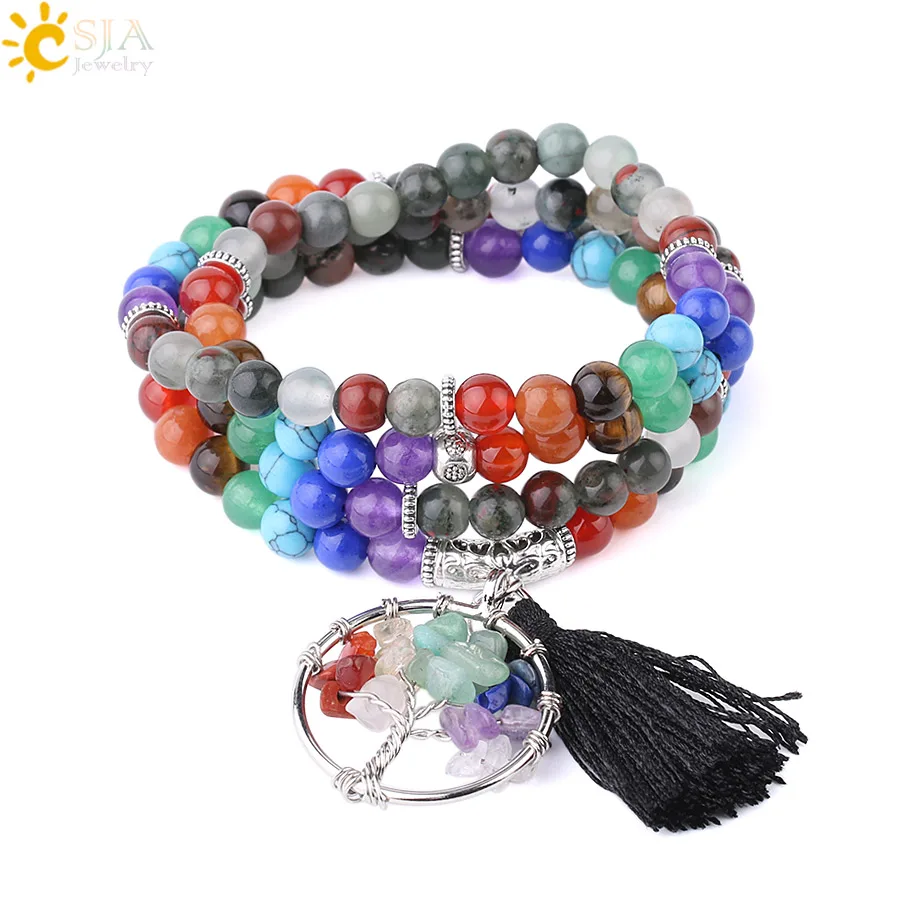 CSJA Ethnic Multilayer Bracelet Natural Stone Dragon Bloodstone 6mm Bead Chakra Prayer Bracelets Charm Bangle for Women Men F723 | Украшения