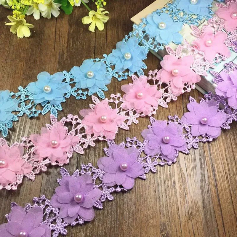 

1yards/lot 6cm Flower Embroidery Lace Fabric Trim Ribbons DIY Sewing Garment Handmade Materials Accessories