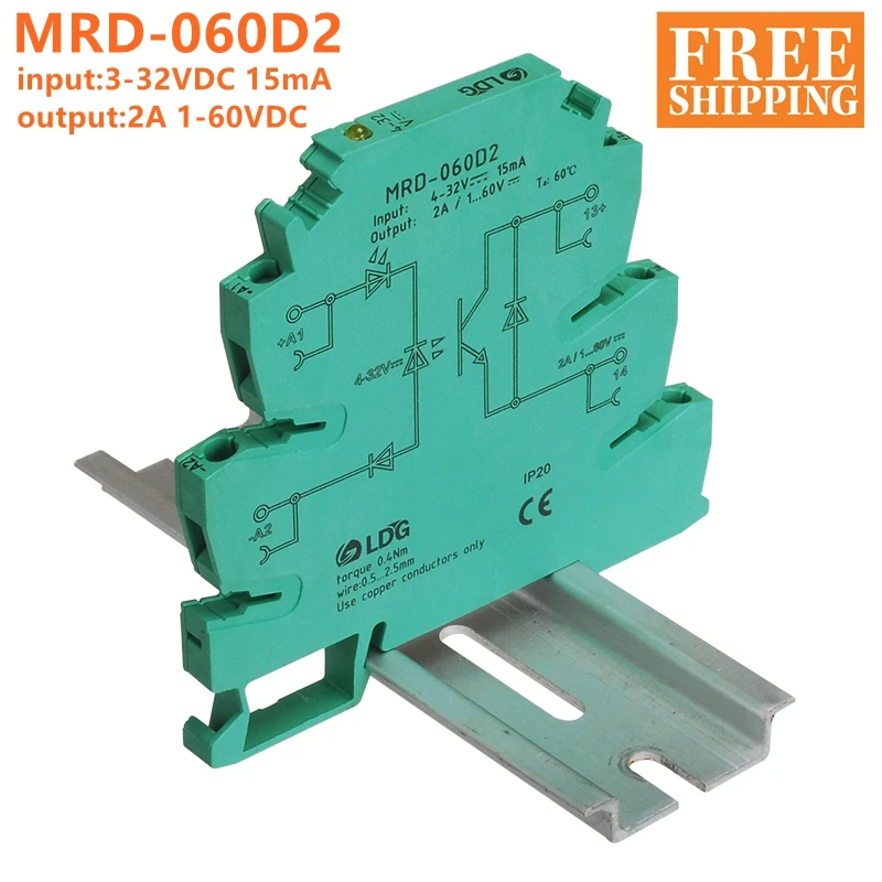 5 шт. MRD-060D2 инновационные светодиодный индикатор 2A Вход: 5V 12V 24V DC полупроводниковое реле твердотельного реле Интерфейс DIN Rail релейный модуль коммутатора