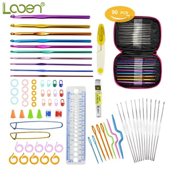 

Looen 90pcs DIY Knitting Accessories Full Set Crochet Hooks Set With Aluminum Knitting Needles Yarn Craft Kit Hot Search Gifts