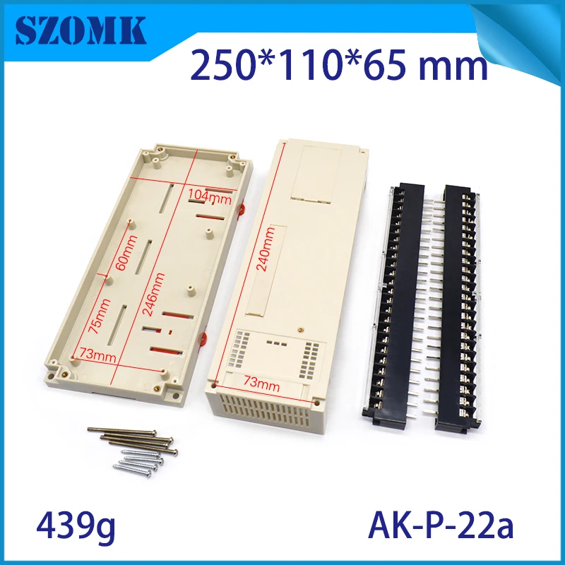 1 шт., 250*110*65 мм din-рейка Пластиковый корпус для электроники пластиковая коробка PLC корпус электронного устройства с разъемами