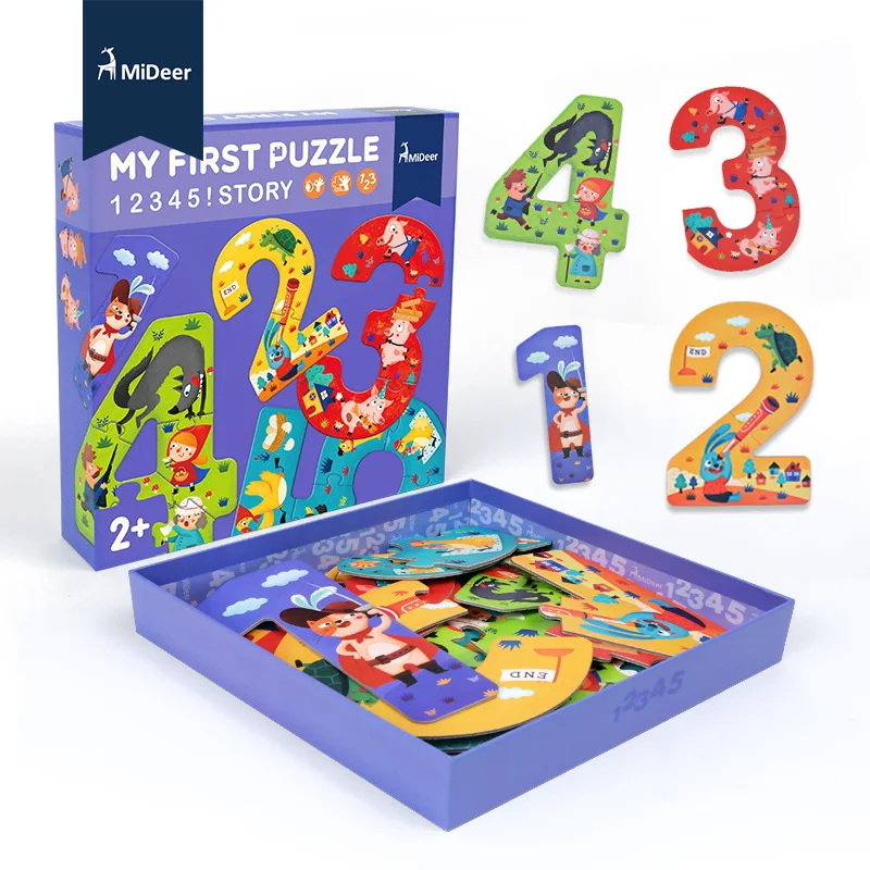 

MiDeer 15 Piece Cardboard Digit My First Puzzle 12345 Fairy Story Best Kids Educational Toys for Toddlers Children Birthday Gift