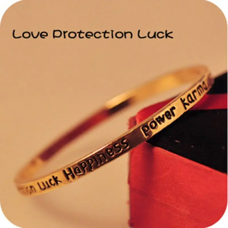 

Women Vintage Elegant Delicate Copper Letter Bangles Wishing Series Alloy Bracelet