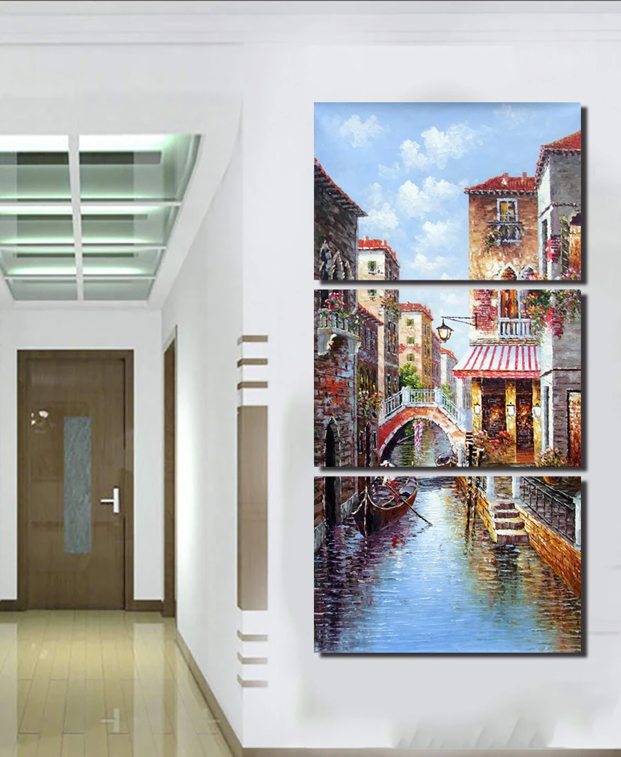 2017 City Building Wall Painting Beautiful 3 Panels HD Top Rated
