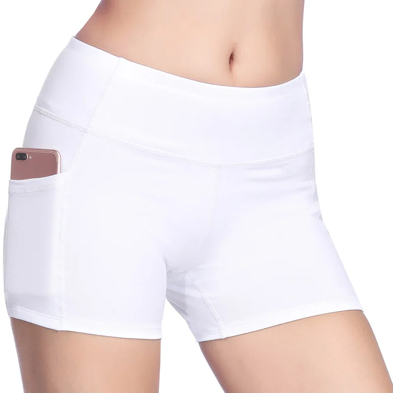 

NORMOV Fashion Women Shorts Fitness Mid Waist Elastic Push Up With Pockets Cotton Skinny Hot Short Casual White Shorts