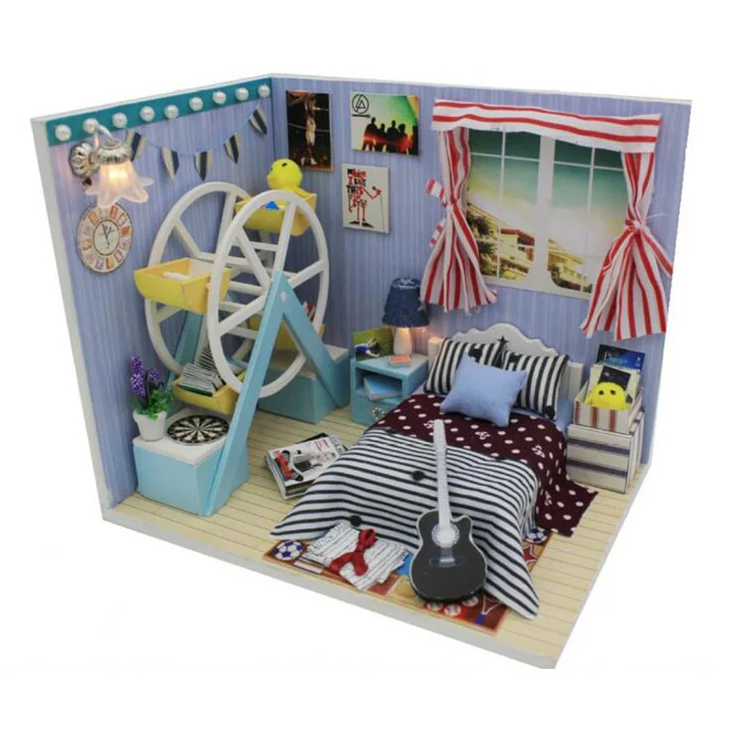 

DIY Doll House With Light Miniature Wooden Furniture Dollhouse Kits My Partner Room Handmade Puzzle Toys Xmas Birthday Gift