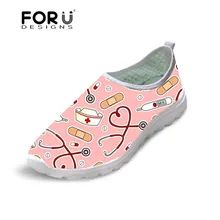 FORUDESIGNS/Женские повседневные кроссовки с милым рисунком медсестры; Легкая сетчатая обувь на платформе; удобная летняя обувь;