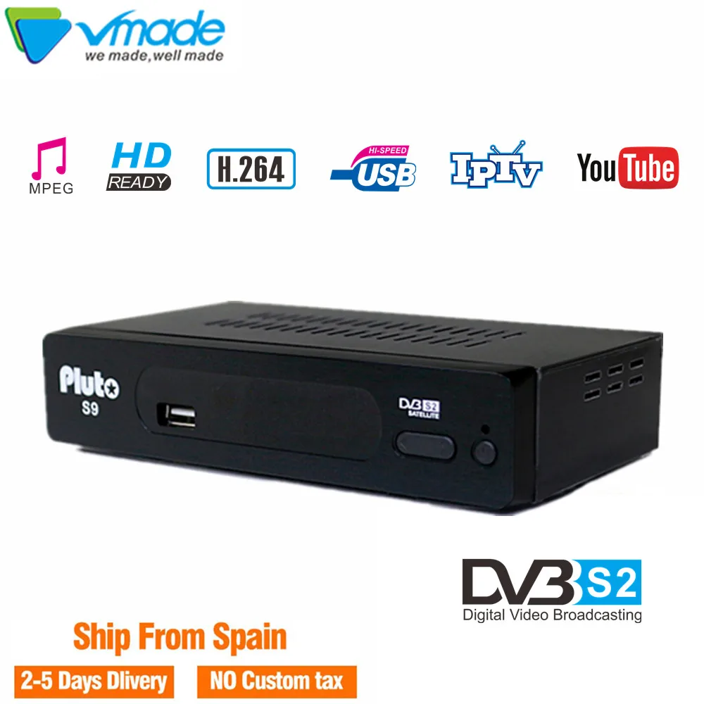 Vmade Лучший HD DVB S2 спутниковый ТВ приемник DVB-S2 Pluto S9 IKS тюнер Поддержка IP Youtube Youporn CCCAM