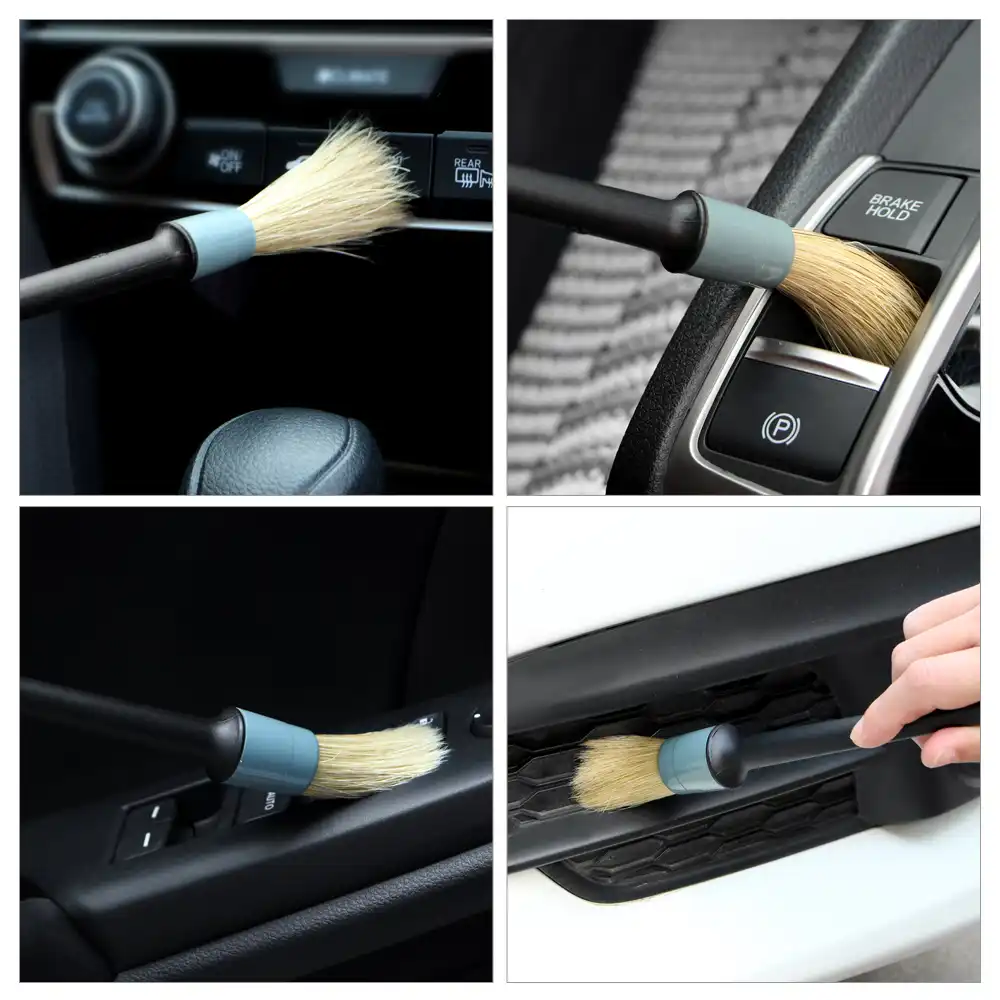 5pcs Plastic Handle Car Brushes For Interior Detailing Dashboard Rims Wheel Air Conditioning Engine Car Wash Cleaning Accessory