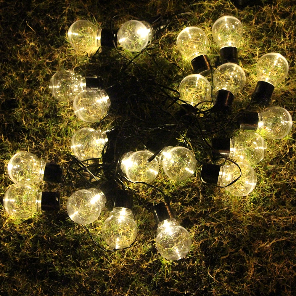 Уличный гирляндовый Сказочный светильник с 20 светодиодами, 8 м, солнечная энергия, глобус, шар, Рождественский светильник, гирлянда, свадебные, садовые, вечерние, Декор