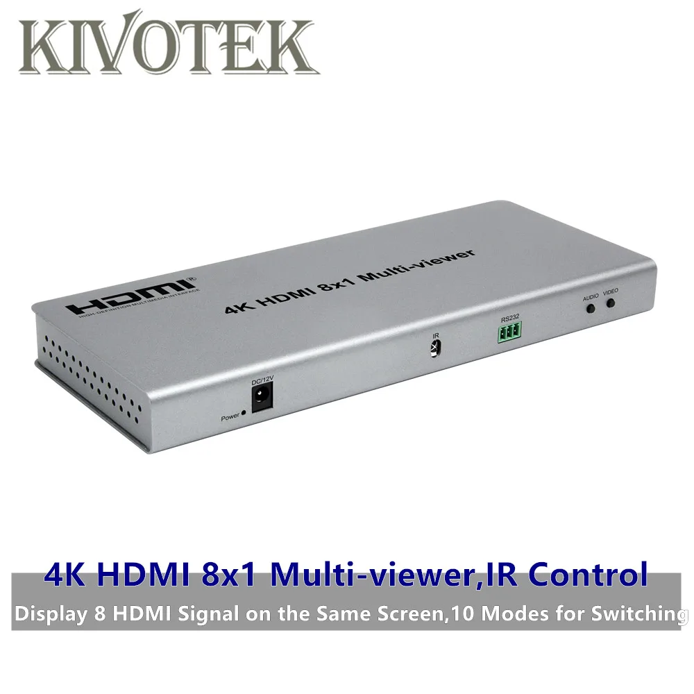 

4K HDMI 8x1 Multi-Viewer Switch Switcher Adapter,8xHDMI on One Screen,Female Connector IR RC Control For CCTV HDTV Free Shipping