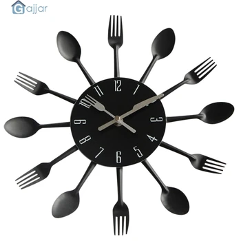 

Acrylic Modern Design Sliver Cutlery Kitchen Utensil Wall Clock Spoon Fork Clock Dropshipping Feb21