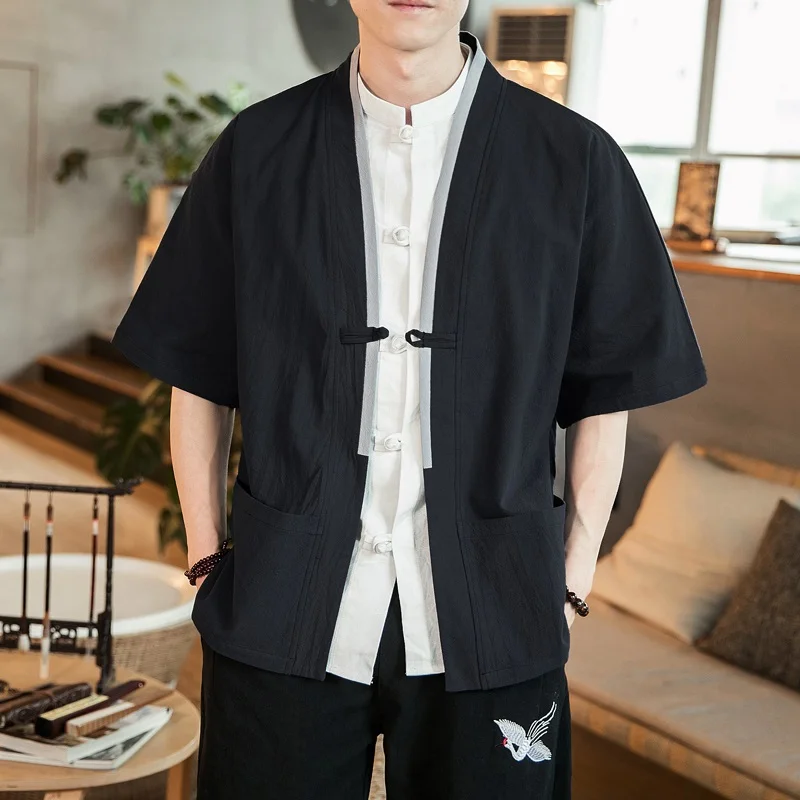 

Japanese Pajamas Man Summer Asian Costume Chinese Clothing Store Male Kimono Cardigan Men Hanfu Japanese Yukata Kimonos KZ2035