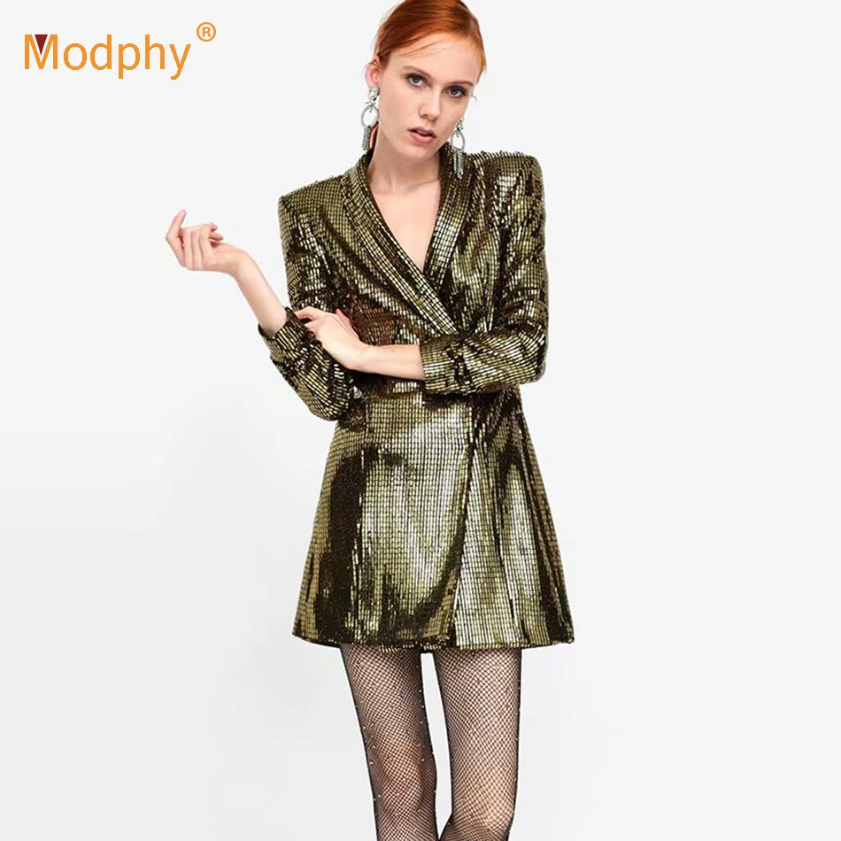 

2018 winter new sequin windbreaker jacket long sleeve V-neck dark buckle slim jacket celebrity party vestidos windbreaker jacket