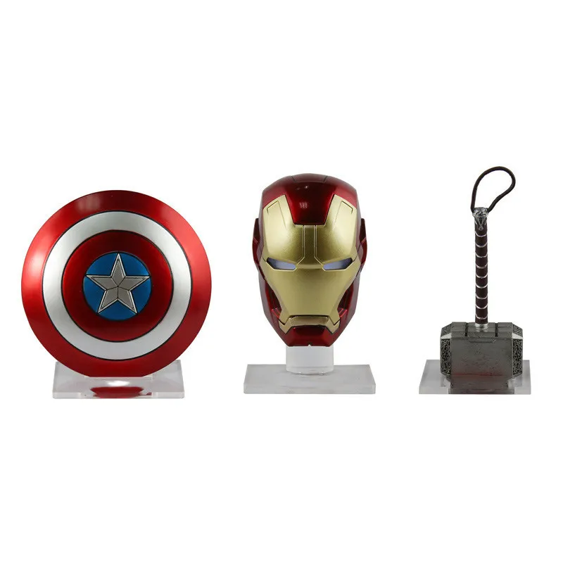 

Hot Toys Iron man Helmet American Captain Shield Thor Hammer Anime Action Figure Toy Accessories Model Movie TV Dolls