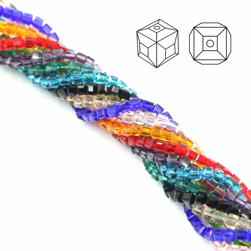 

ZHUBI AAA Charms Loose Cube 2/3MM Crystal Square Bead Faceted Craft Chunky Spacers Beads For Jewelry Making DIY Bracelets