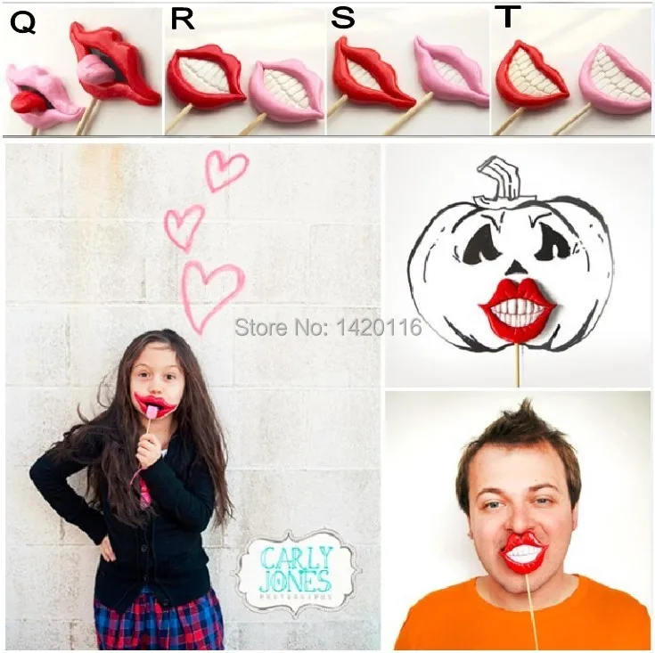 

Set of 2Pcs Photo Booth Props For Wedding/Party POLYMER CLAY Lips on a Stick