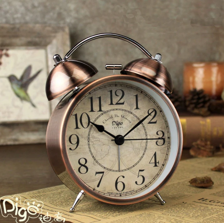 

Arrive Original American Classical Bedside Alarm Clock Metal Mute Desk Despertador Design Bedroom Study Room Student 4.3 Inches