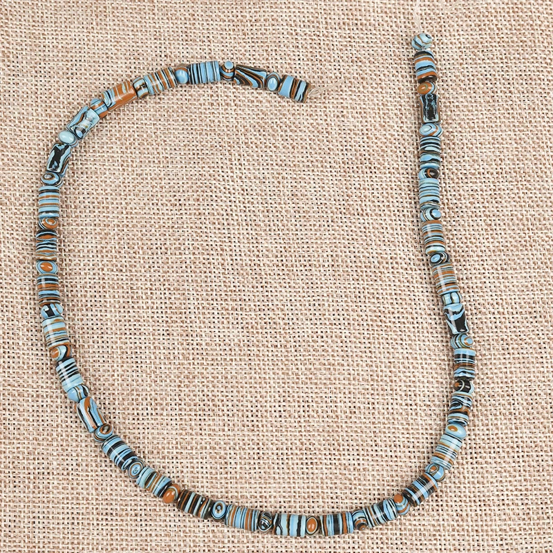 

Different size 9x6--4x6mm and diferent shape Bead add Syn-thetic blue striped turquoise Loose beads making diy noble necklace