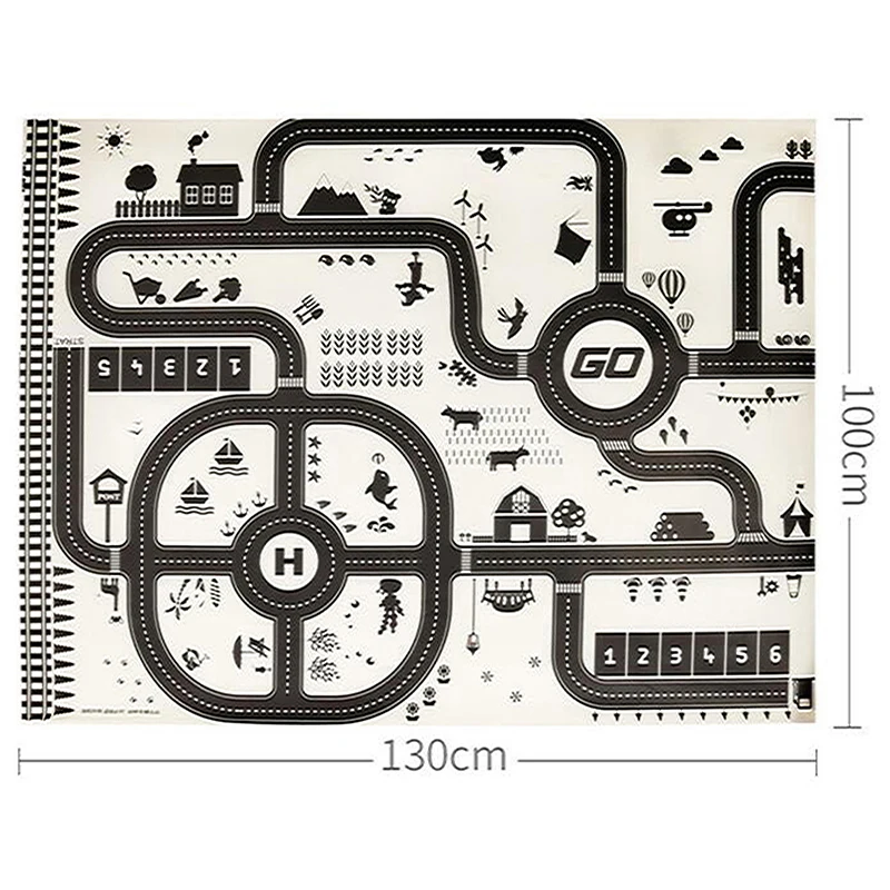 Детская игрушка INS, холст, детский игровой коврик, игровой коврик, 130*100 см, коврик динозавр, мир движения, парковка, животные, игровой коврик, карта - Цвет: C