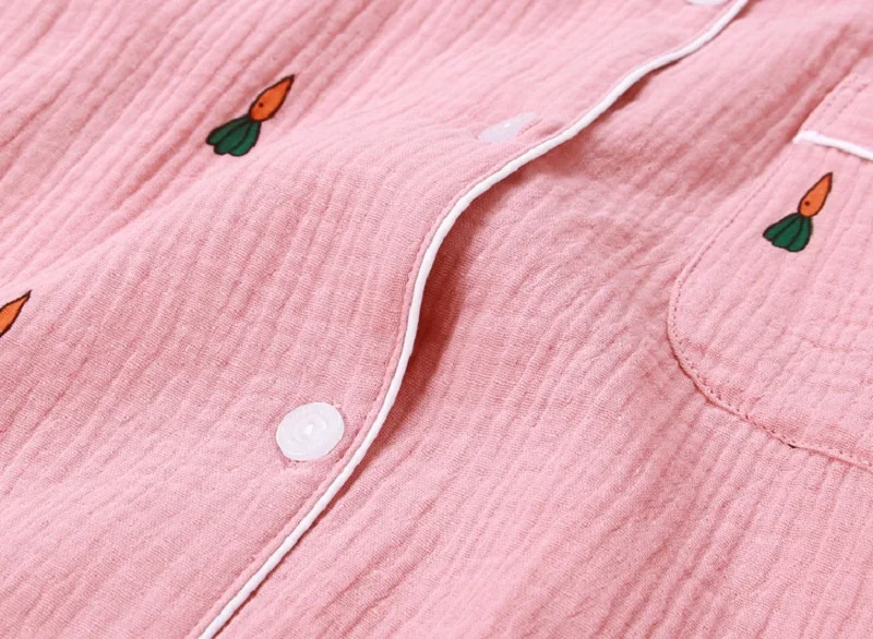 women cotton short sleeve pajamas sets (2)