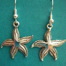 Модные 50 пара Винтаж Сильверс Starfish Талисманы падения/Длинные Висячие серьги для Для женщин ювелирные изделия DIY подарки Интимные аксессуары p825