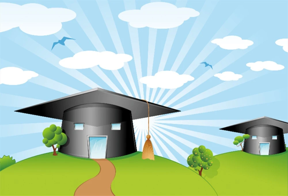 Laeacco Cartoon Graduation Hat Portrait Scene Baby Photographic Backgrounds Customized Photography Backdrops For Photo Studio Background Aliexpress