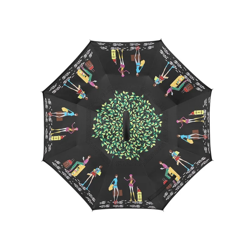 

Umbrellas Home Windproof Reverse Folding Double Layer Inverted Umbrella Self Stand Inside Out Rain