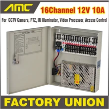 CCTV Power Box 16 Channel 12V 10A Support PTZ, IR Illuminator Access Control for 16CH DVR CCTV Camera Power Supply