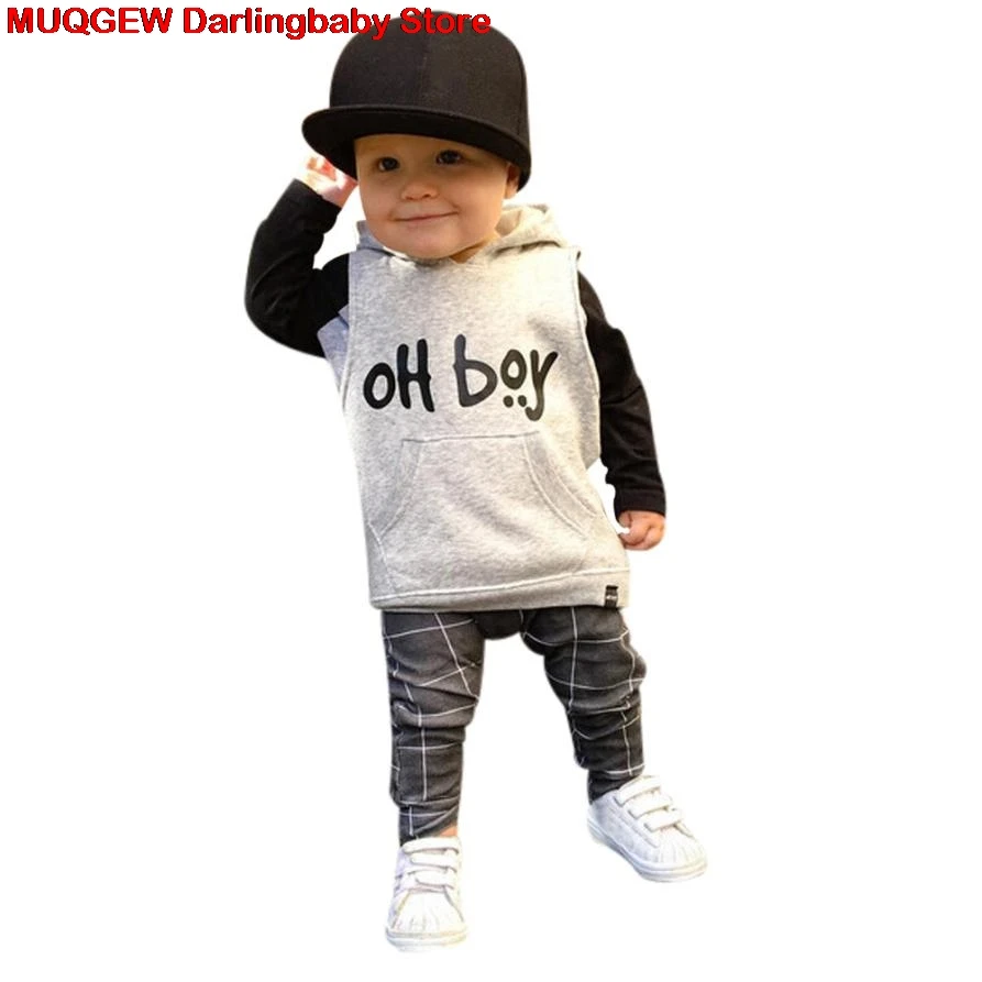 Children Clothing Kids Clothes Toddler Infant Baby Boy Fashion Cool Hooded Streetwear Tops+Pants