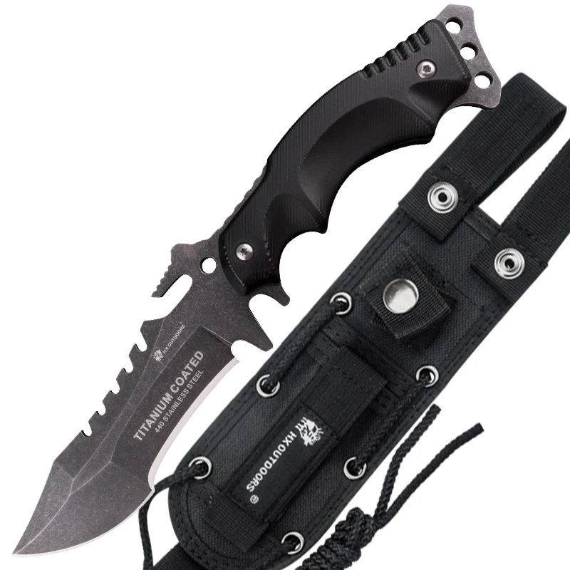 

HX OUTDOORS Predator Tactical Survival Camping Knife, High Quality Hunting Survival Tactical Knife Jungle Survival Knife Diving
