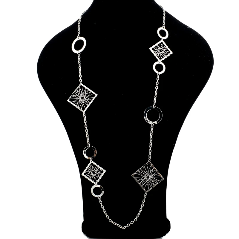 LongWay модные ювелирные изделия длинное ожерелье s с квадратные Подвески цепочка золотого цвета ожерелье для женщин массивные ювелирные изделия SNE160116103