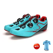 Santic Mens PRO Racer Road Cycling Shoes Carbon Fiber Sole Road Bike Bicycle Shoes Self-locking Scarpe Ciclismo Strada Gift