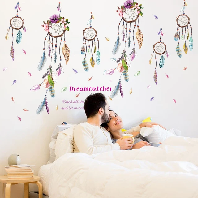 Dream Catcher Feathers Wall Stickers For Living Room Decoration Diy Dream Catcher Feathers Wall Stickers For Living Room Decoration Diy Home Decals Mural Art Posters Indian