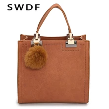 Новинка, Брендовые женские кожаные сумки, высокое качество, сумки с верхней ручкой, сумки для покупок с меховым помпоном, сумка через плечо, сумка-мессенджер