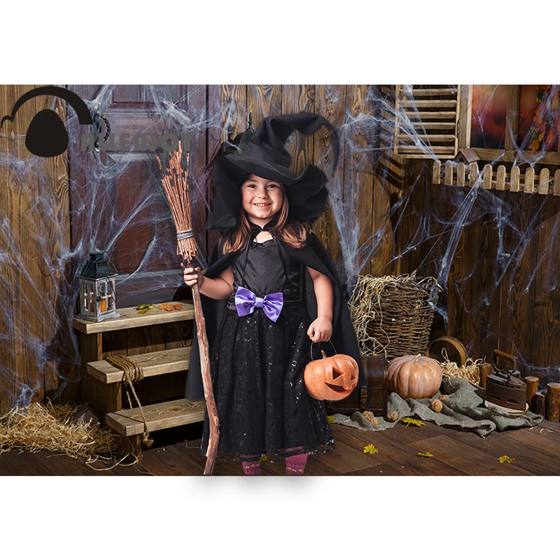 Allenjoy фон для фотосъемки «Хеллоуин» паук деревянный склад ребенок Тыква Окно Фон Фотофон фотосессия