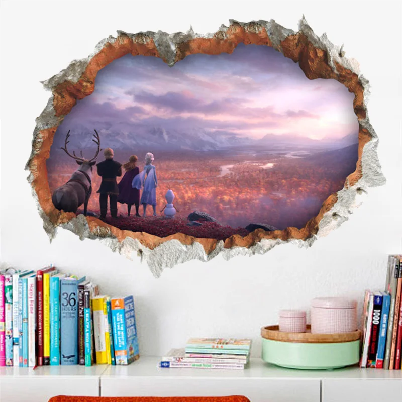 

Elsa Anna Princess Olaf 3d Wall Sticker Decal For Kids Room Home Decoration Frozen 2 Anime Mural Art Pvc Movie Posters