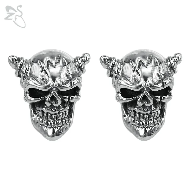 Skull Earrings For Men Stainless Steel Earings Silver Brincos Punk Ear