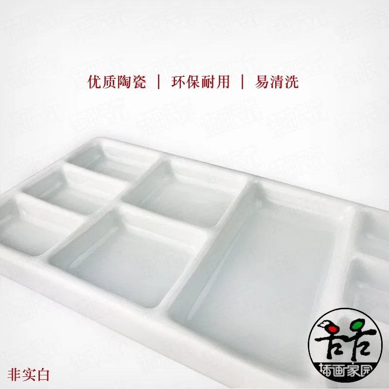 Najtaniej Ceramiczne artysty paleta farb do malowania tacy 9 Wells prostokąt kształt dla akwarela gwasz malarstwo