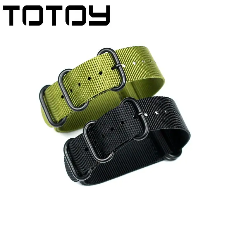 

TOTOY NATO Nylon Watcband 18 20 22 24MM Green Black Braided Nylon Strap, Men's Mlitary Watch Breathable Strap, Fast Delivery